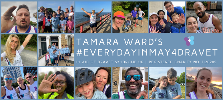 Header image for Tamara Ward's Every Day in May for Dravet event - pictures of past participants
