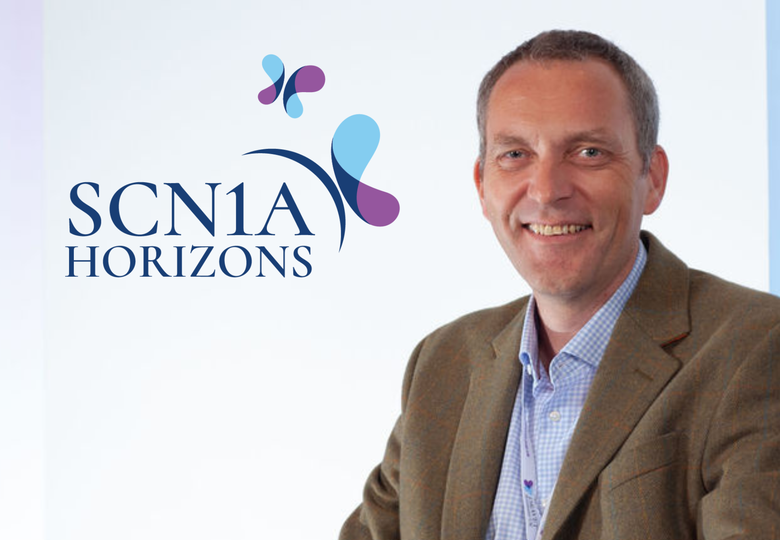 SCN1A Horizons Logo with picture of Andreas Brunklaus