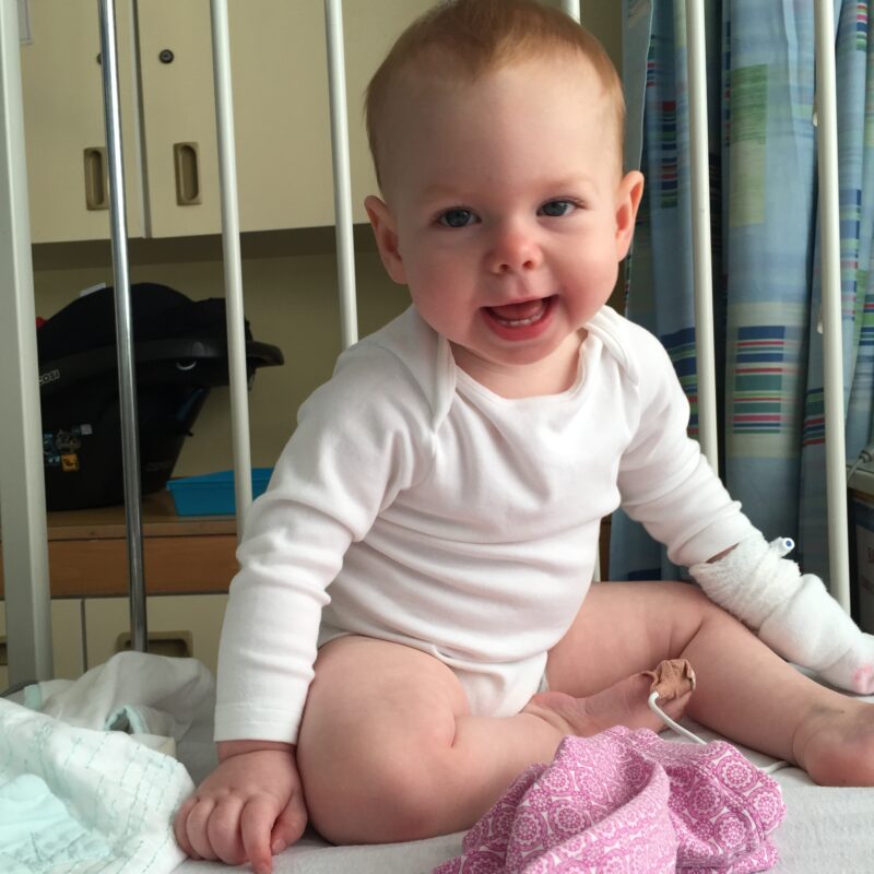 Beth as a baby during one of he many hospital stays