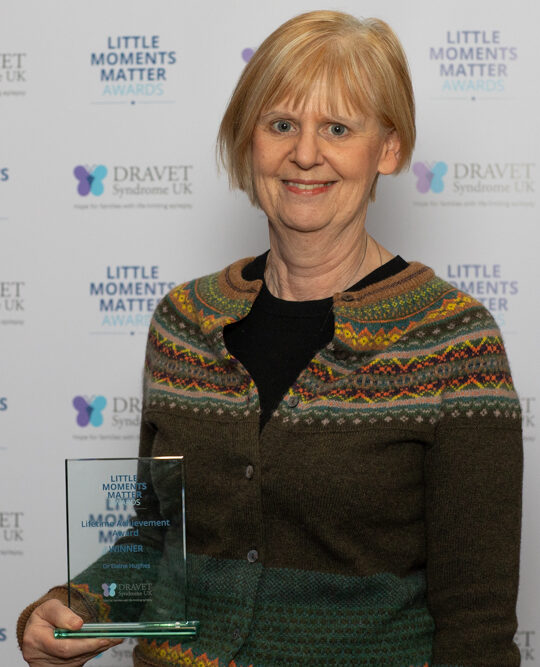 Dr Elaine Hughes receiving her lifetime achievement award