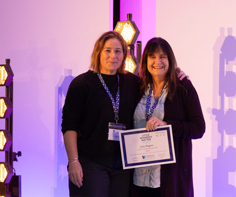 Jo Dentandt (who nominated Julie) and Julie Rodgers with her finalist certificate
